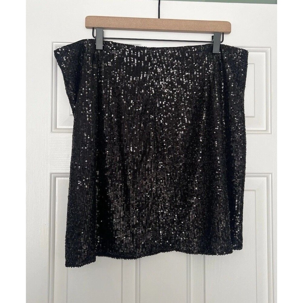 Banana Republic Sequin Mini Skirt Size 16 Black NWT Holidays Sparkle Lined